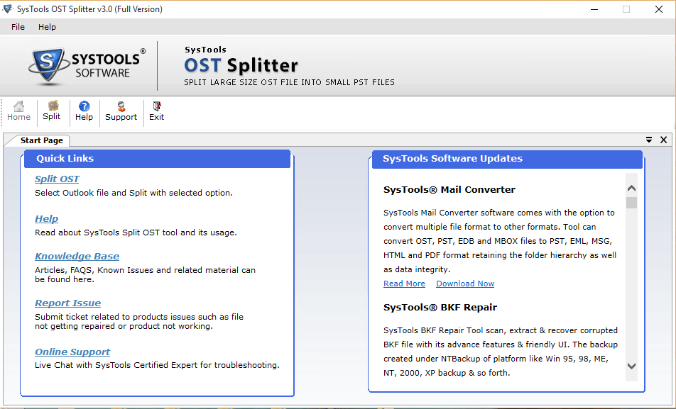 ost splitter tool initial screen