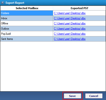 Completion of Export Process