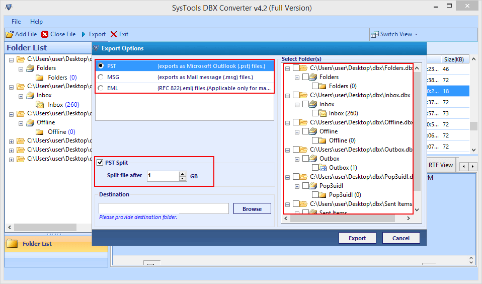 export to pst,eml,msg