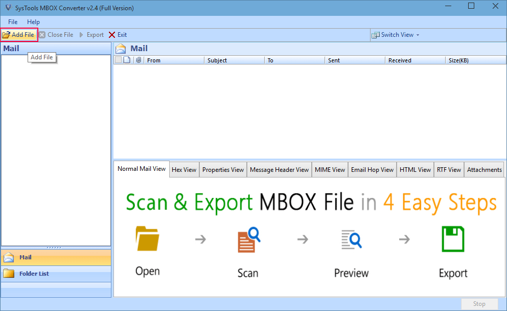 Browse mbox File