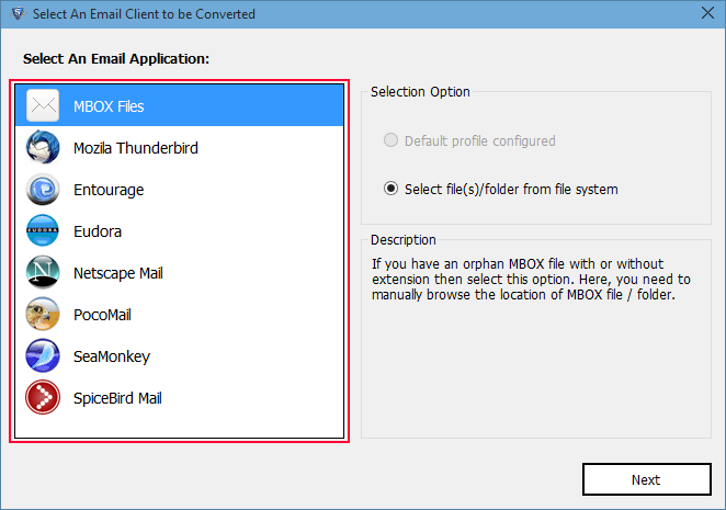 Select mbox File