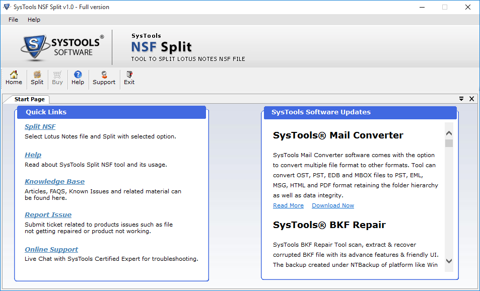 Run NSF split Software