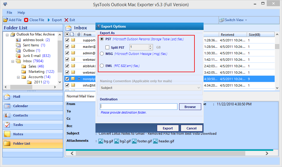 select file format